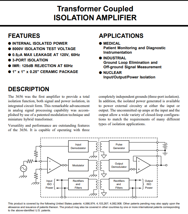 Burr-Brown 3656XG Isolation Amplifier
