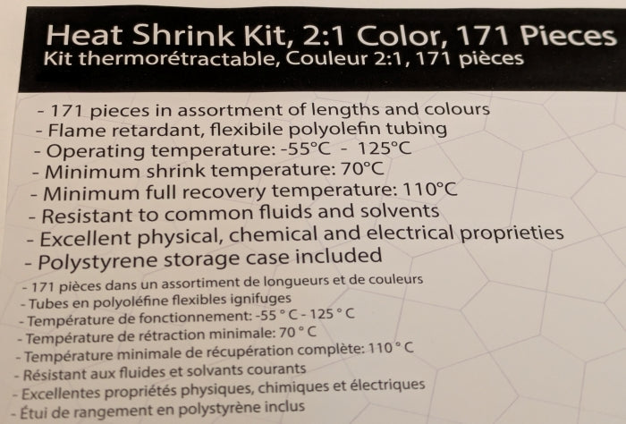 Kit 171 colored shrink tubing