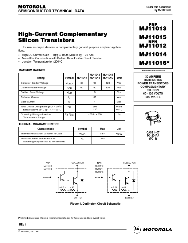 Motorola transistor MJ11014 TO-3