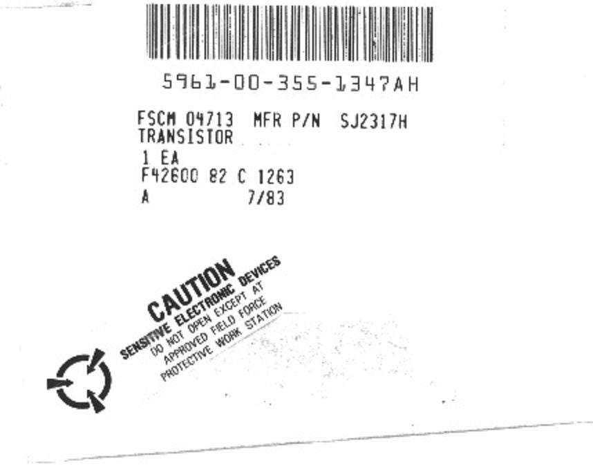 Transistor Motorola SJ2317H NSN 5961-00-355-1347AH