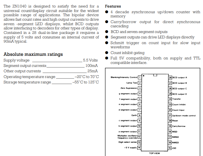 ZN1040E COMPTEUR D'AFFICHAGE UNIVERSEL À 4 CHIFFRES